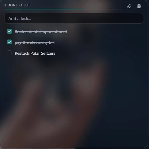 The Tasks widget